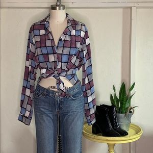 Vintage Bonworth Chiffon Tiled L/S Button S